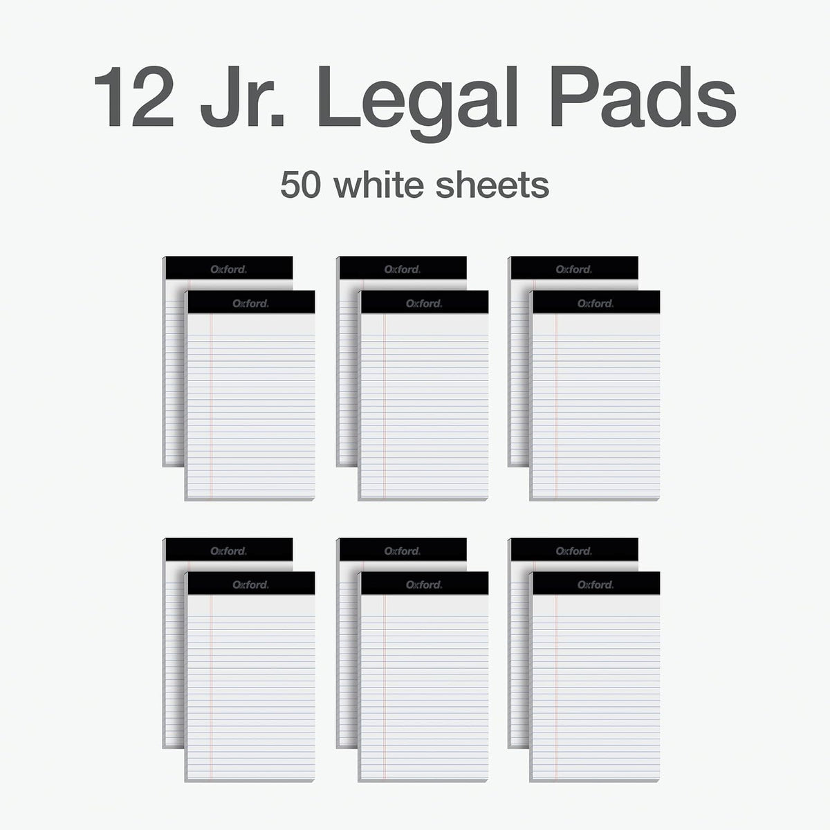 Oxford Legal Pads, 12 Pack, Premium Note Pads, 50 Legal Ruled 5" x 8" Sheets