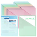 20 Pack Binder Dividers with Pockets Letter Size Clear Slash File Jacket 3 Hole Punch