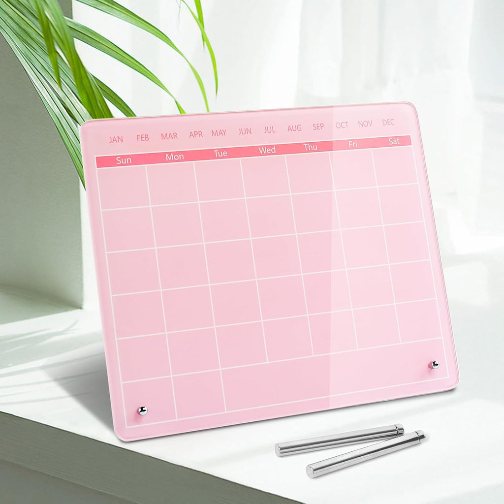 Calendar Dry Erase Board,12"X10",Acrylic Desk Calendar with Stand