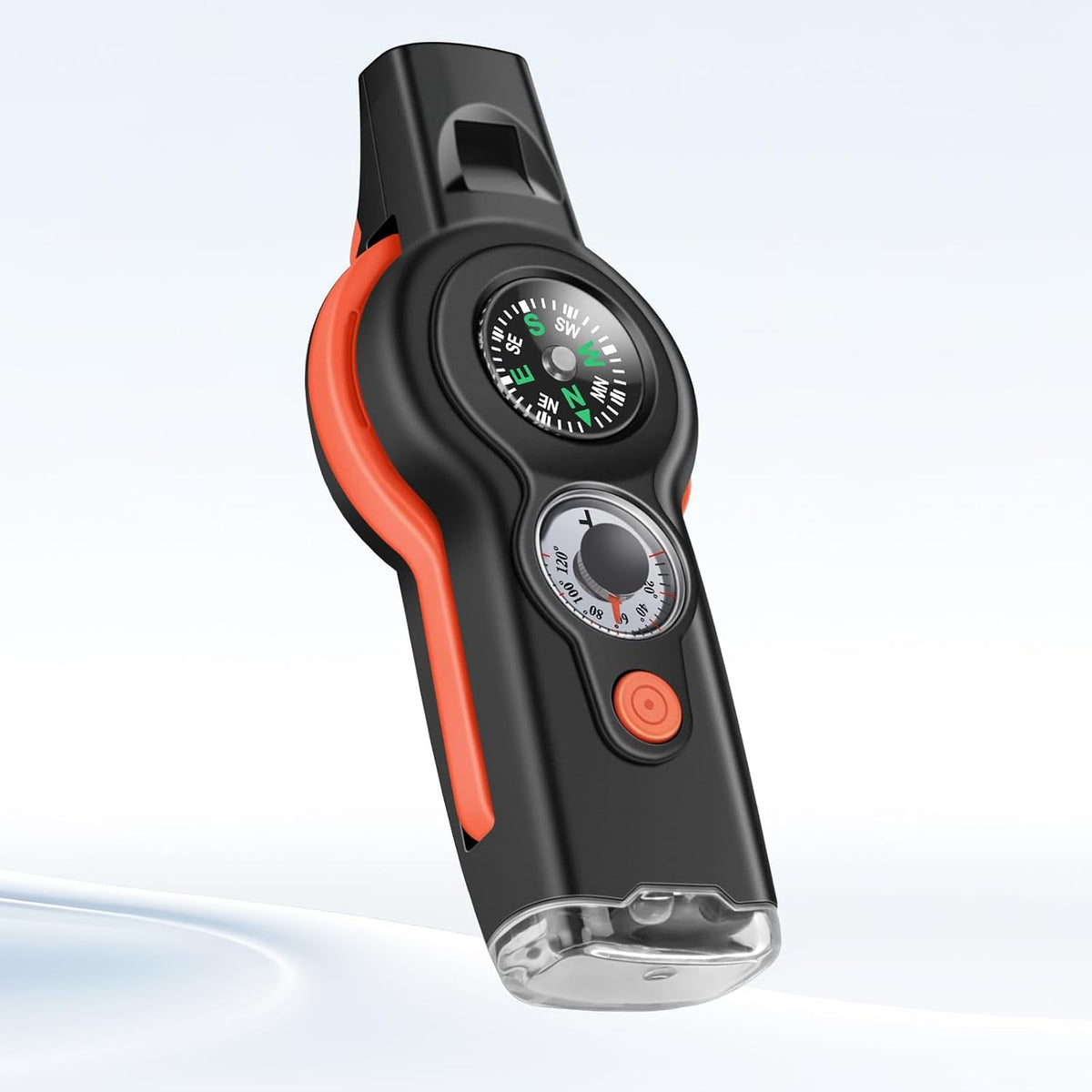 7-in-1 Emergency Survival Whistle with Lanyard, Safety Whistle with Compass