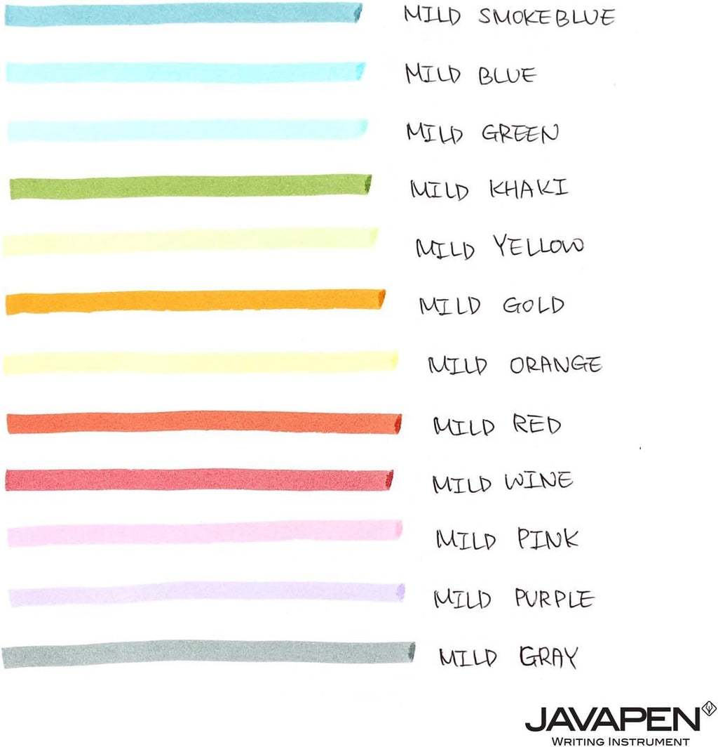 JVPEN Power Line Mild Highlighter – 12‑Color Set, 4 mm Chisel Tip, Quick‑Dry Pigment Ink