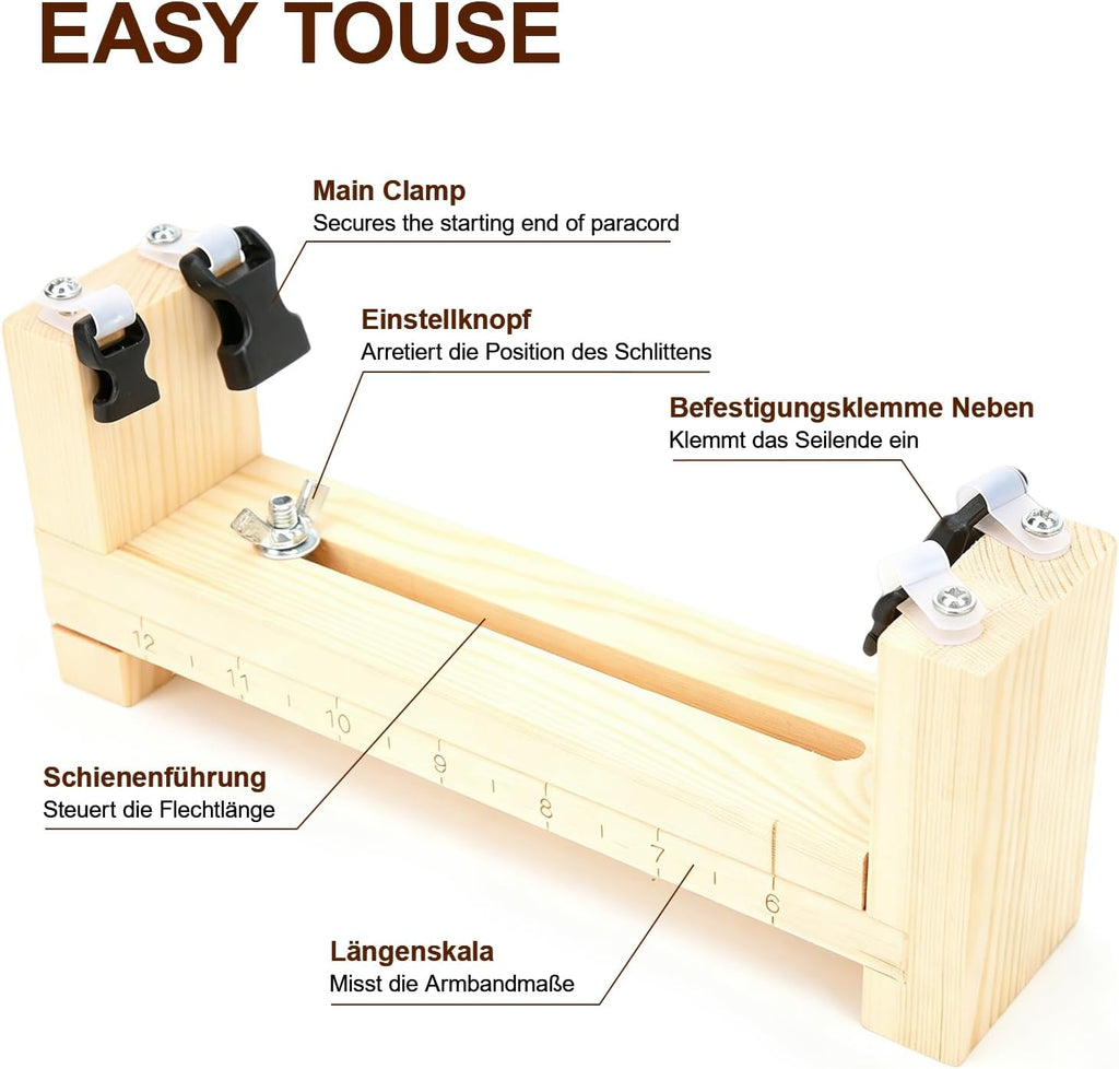 CYSFETENA Wood Bracelet Jig, Adjustable Length Wooden Paracord Jig Bracelet Maker DIY