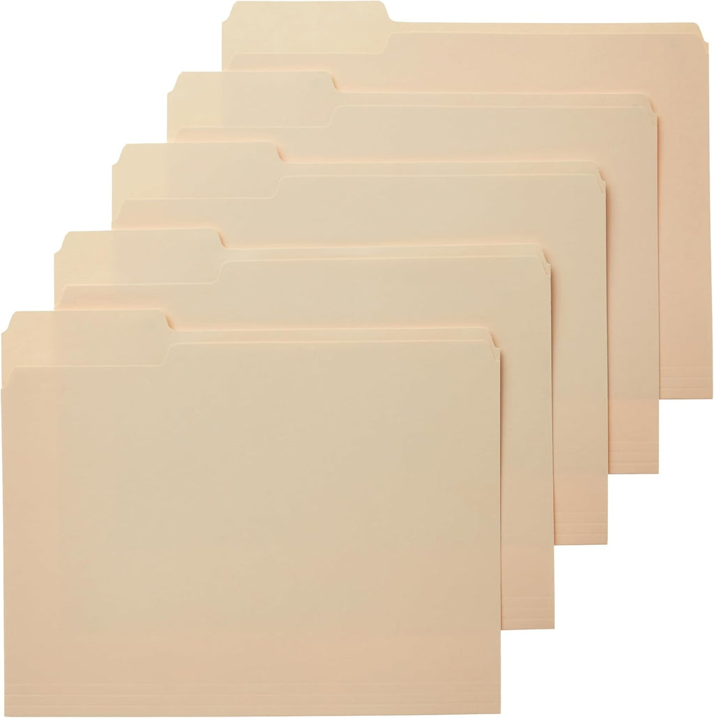 Amazon Basics Sturdy File Folders with Reinforced Tabs for Filing and Organization