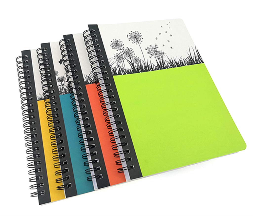 4 Pack A5 Spiral Notebook Journal,Wirebound Ruled Sketch Book Notepad Diary Memo Planner