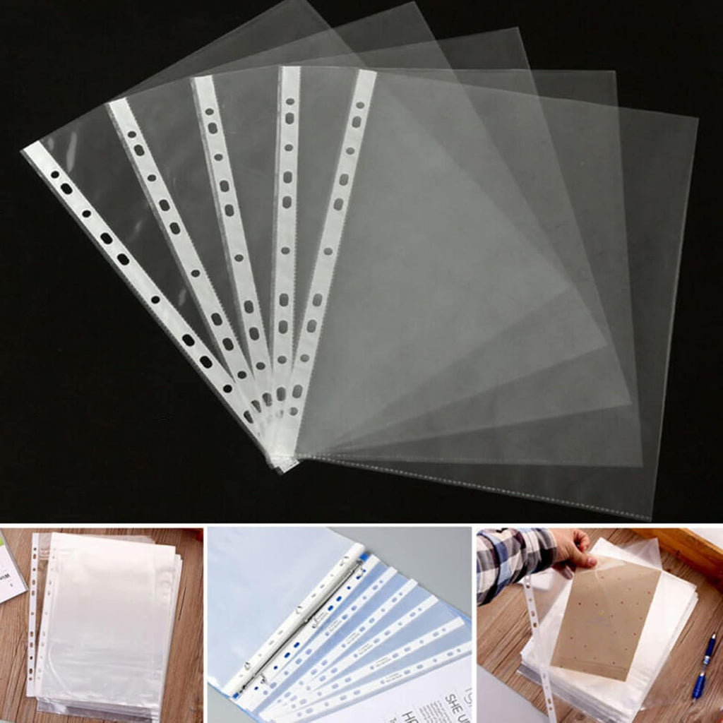 100 Pcs A4 Clear Document Folder, Clear Plastic File Folder Sleeves