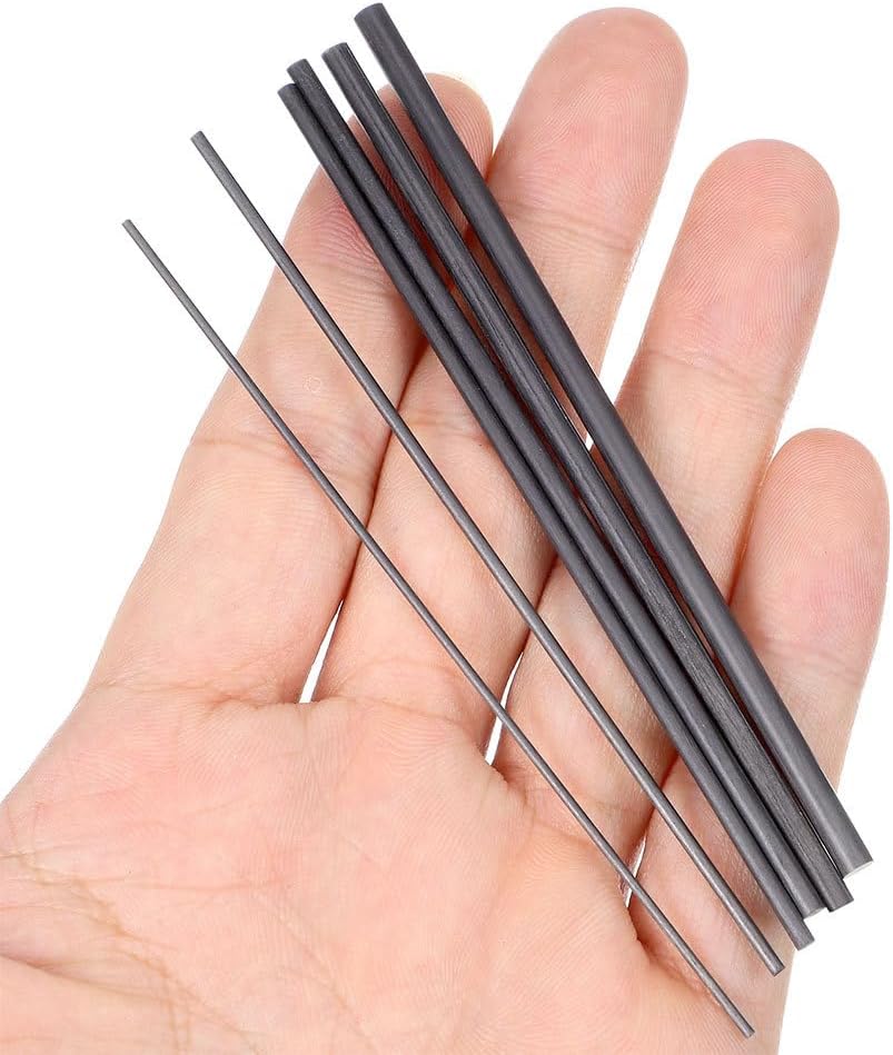 12PCS Carbon Fiber Fishing Rod Repair Parts Kit Solid Carbon Fiber