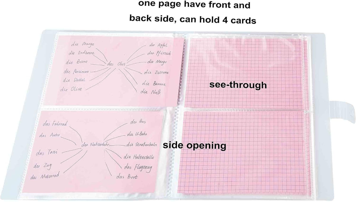 4x6 Index Cards Clear Plastic Holder Organizer Pouches Book Binder 40 Page Hold 160 Cards