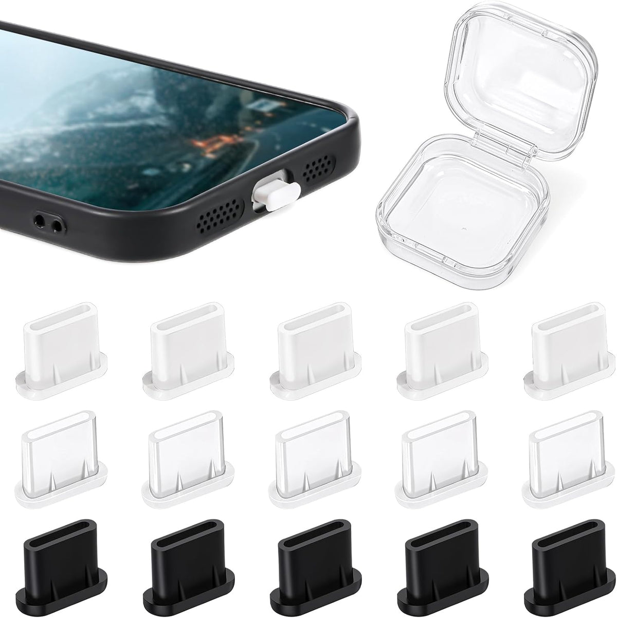 USB C Dust Plug, 15 Pcs Silicone Charger Protector USB C Plug Cover USB C Port Cover