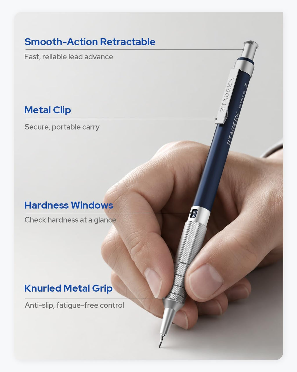 STAGEEK 0.5mm & 0.7mm Mechanical Pencil Set, 2 Erasers and 240 HB Refills
