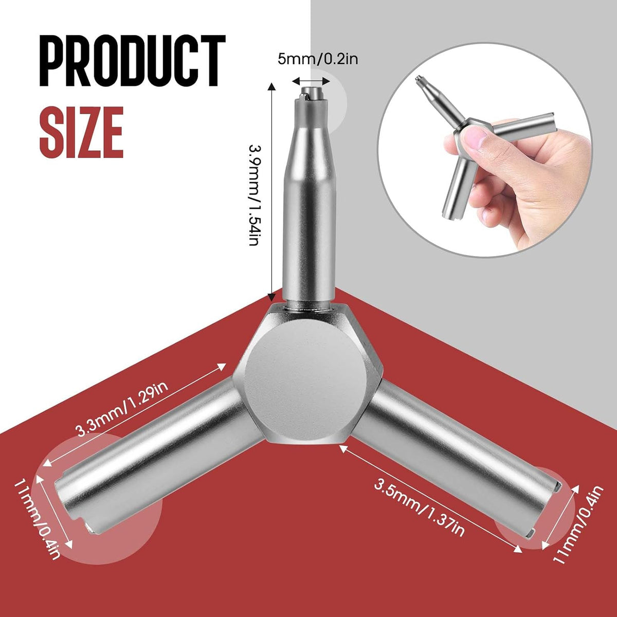 Airsoft Valve Key Tool 3 in 1, Stainless Steel GBB Magazine Valve Wrench
