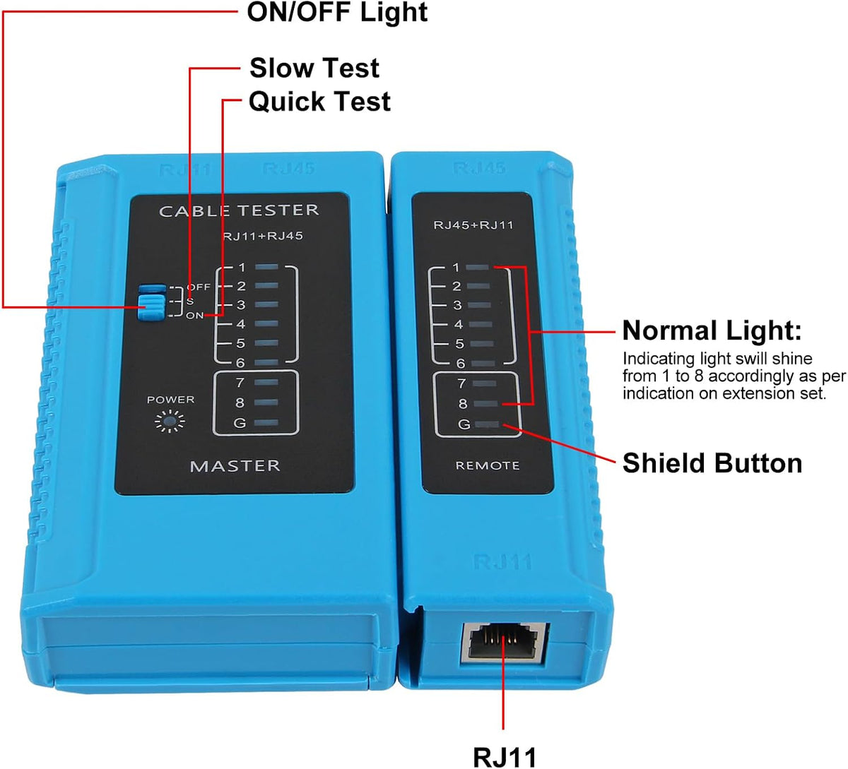 2Pcs LAN Cable Tester RJ45 RJ11 RJ12 Network Ethernet Tester for Cat5 Cat5e Cat6 Cat6a