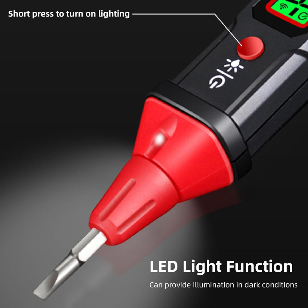 Voltage Tester Pen, Non Contact NCV Detector with LCD Flashlight Sound Light Alert 12V to