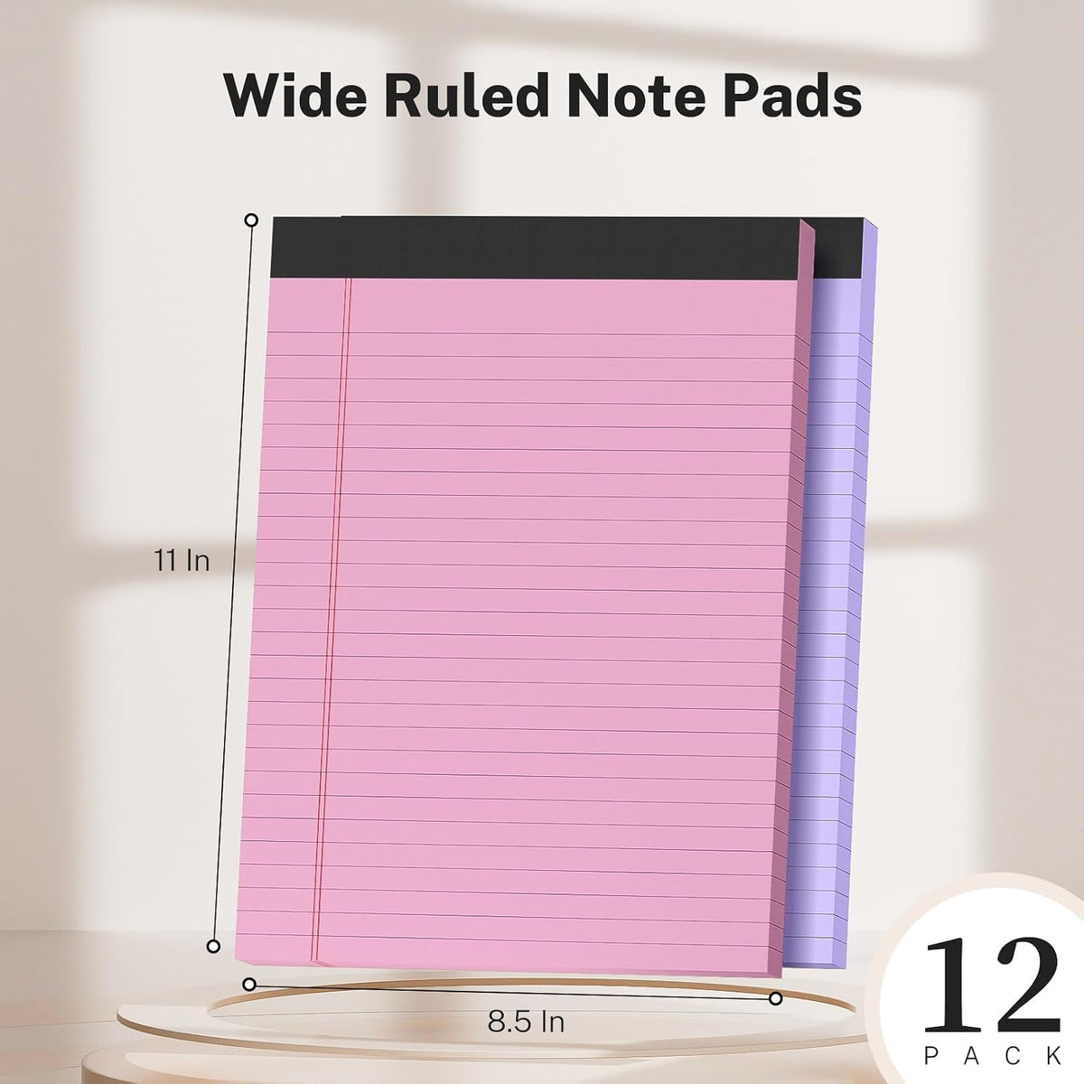 8.5 x 11 Legal Pads, Colored Legal Pads, Wide Ruled, 12 Pack Note Pads 8.5 x 11