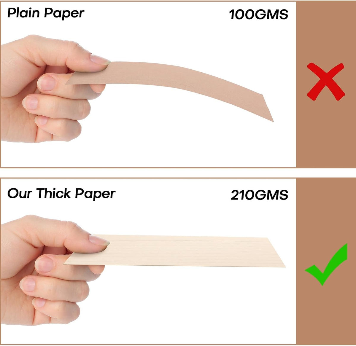 200 sheets 3x5 Index Cards brown Thick Note Cards Soild Flashcards Ruled Flash Cards for