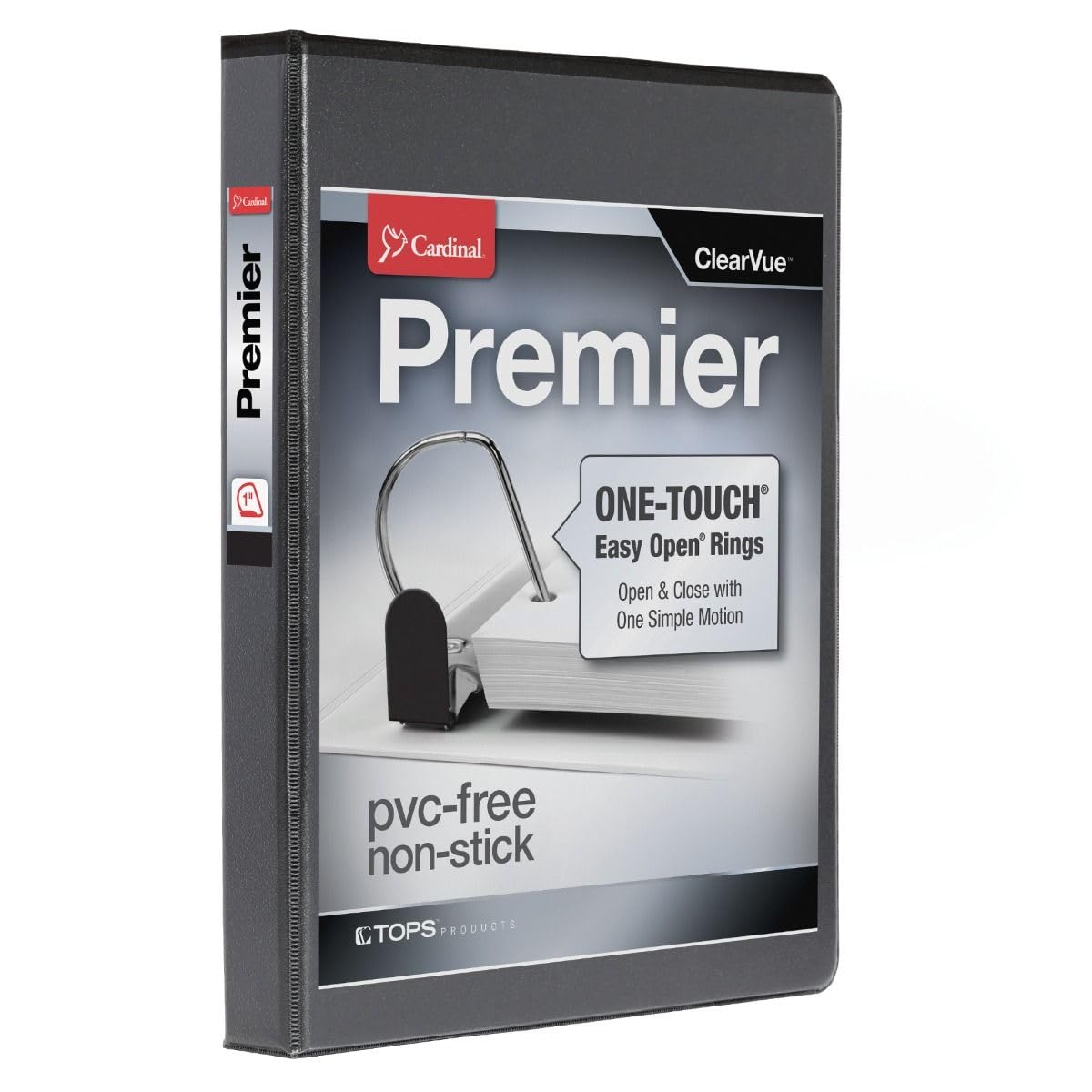 Cardinal 10301 Easy-Open ClearVue Locking Slant-D Binder, 1-Inch Cap, 11 x 8 1/2, Black