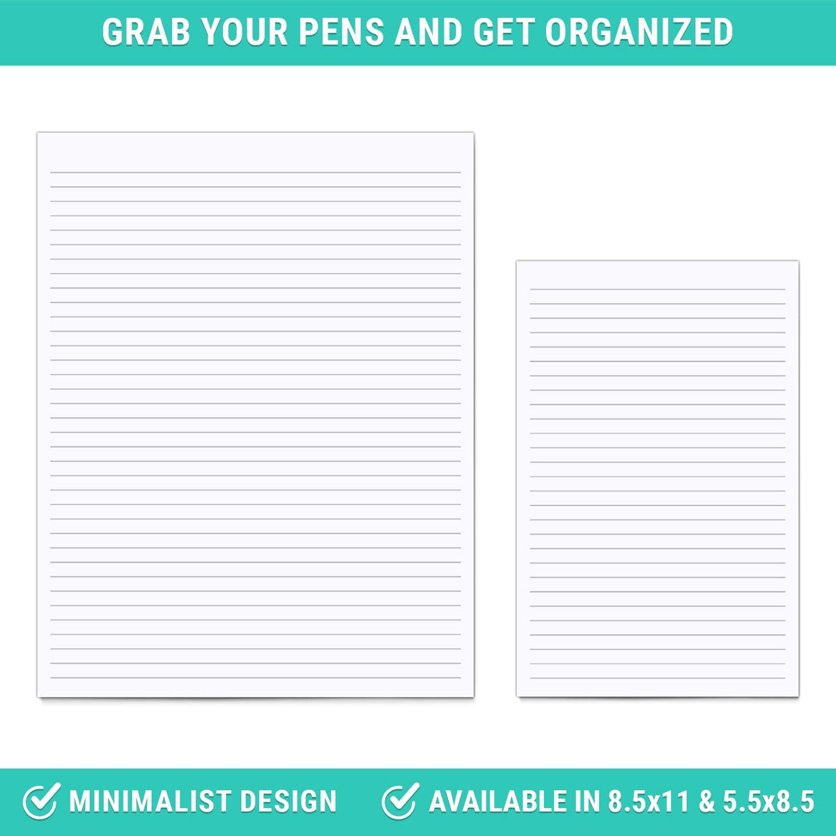 321Done Lined Notepad, Half Letter 5.5x8.5, Tear-Off Sheets, College Ruled