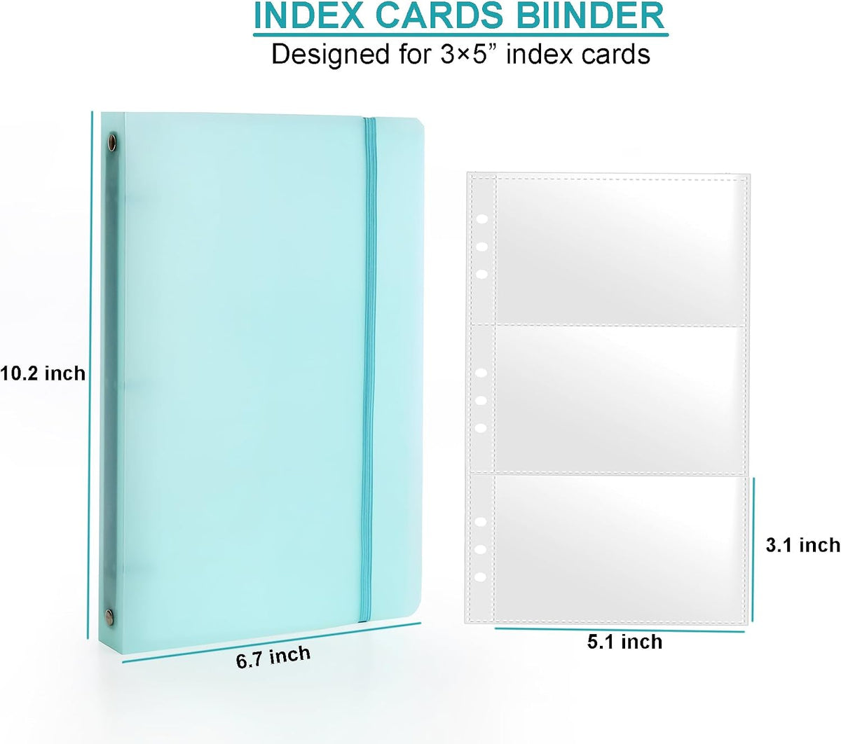3×5” index card Binder organizer with 3-Pocket Double-Sided Sleeves