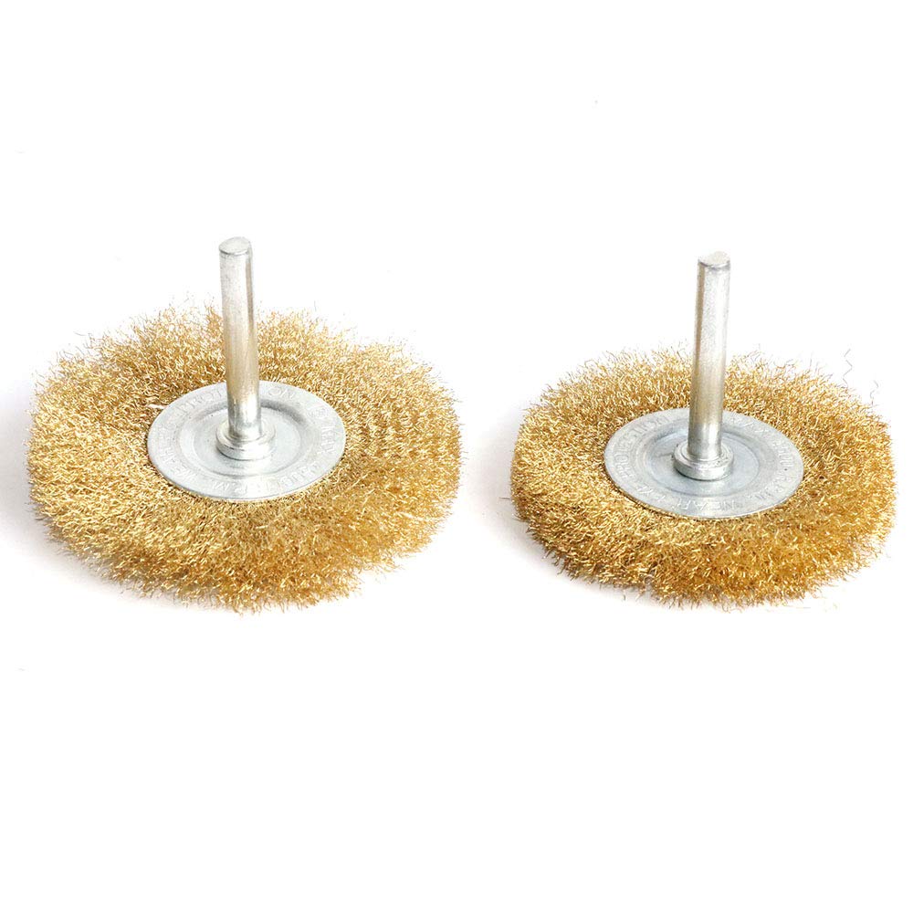 FPPO 5pcs Brass Wire Wheel Brush Kit for Drill,Crimped Cup Brush with 1/4-Inch Shank