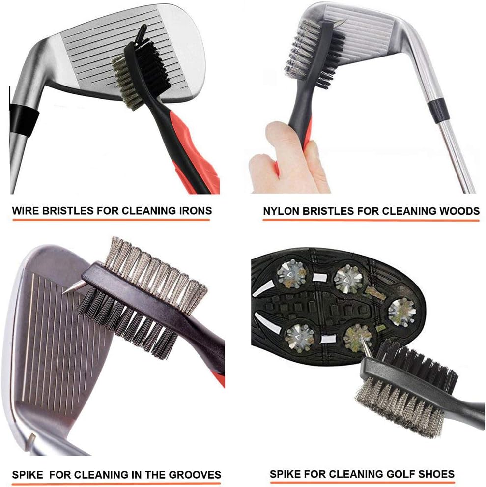 Golf Towel and Golf Club Brush, Microfiber Waffle Pattern Cleaning Towel and Retractable