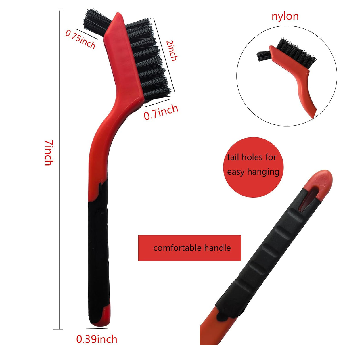 6-Pack Nylon Cleaning Brushes - Non-Scratch Nylon Bristles for Delicate Surfaces & Daily