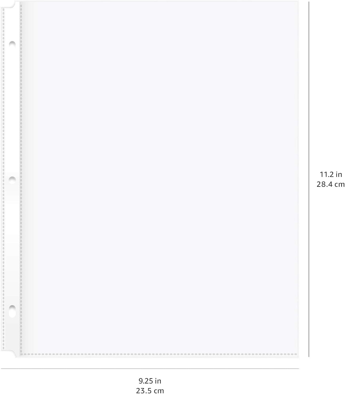 Amazon Basics Durable Clear Sheet Protectors for 3 Ring Binder, 8.5 in x 11 in, 3 holes