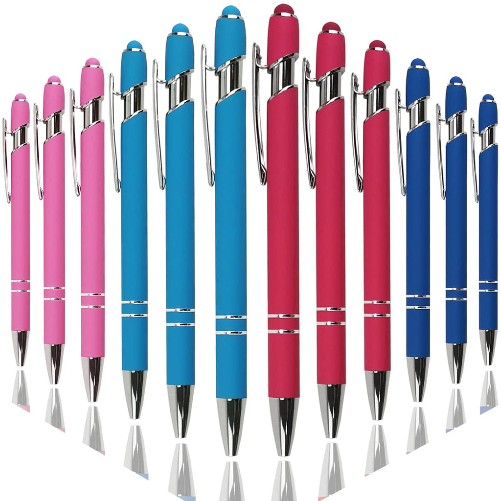 Oddmoal Ballpoint Pen with Stylus Tip, Soft Touch Click Metal Pen, 1.0mm Medium Point