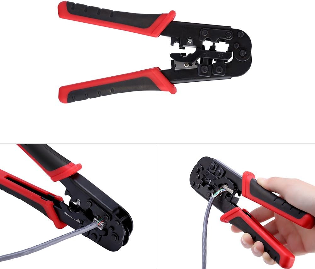 Agatige Network Cable Crimper, All in One Modular Data Plug Cable Crimping Tool/Wire
