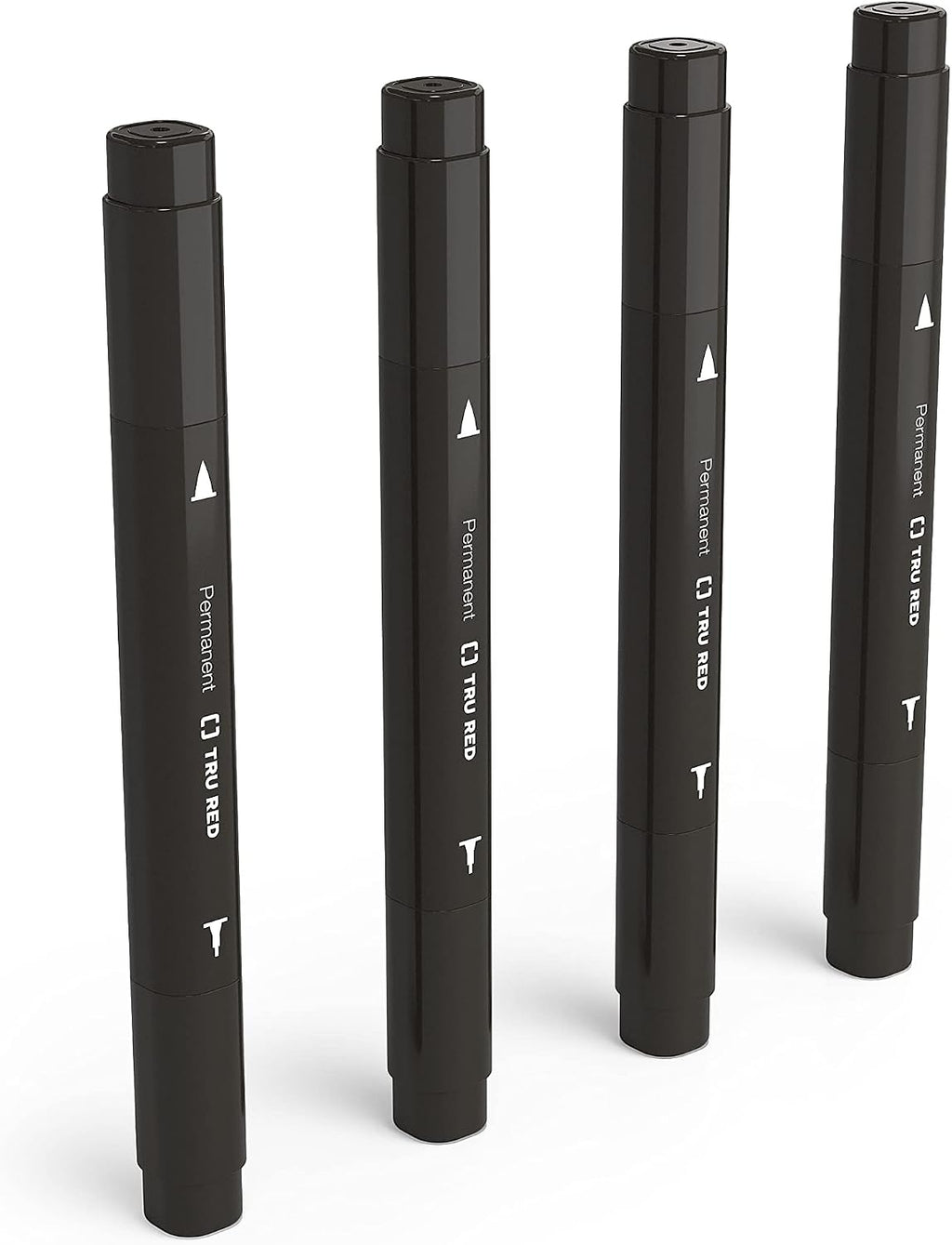 TRU RED Twin Tip Permanent Markers, Black, Fine/Ultra Fine, 12/Carton