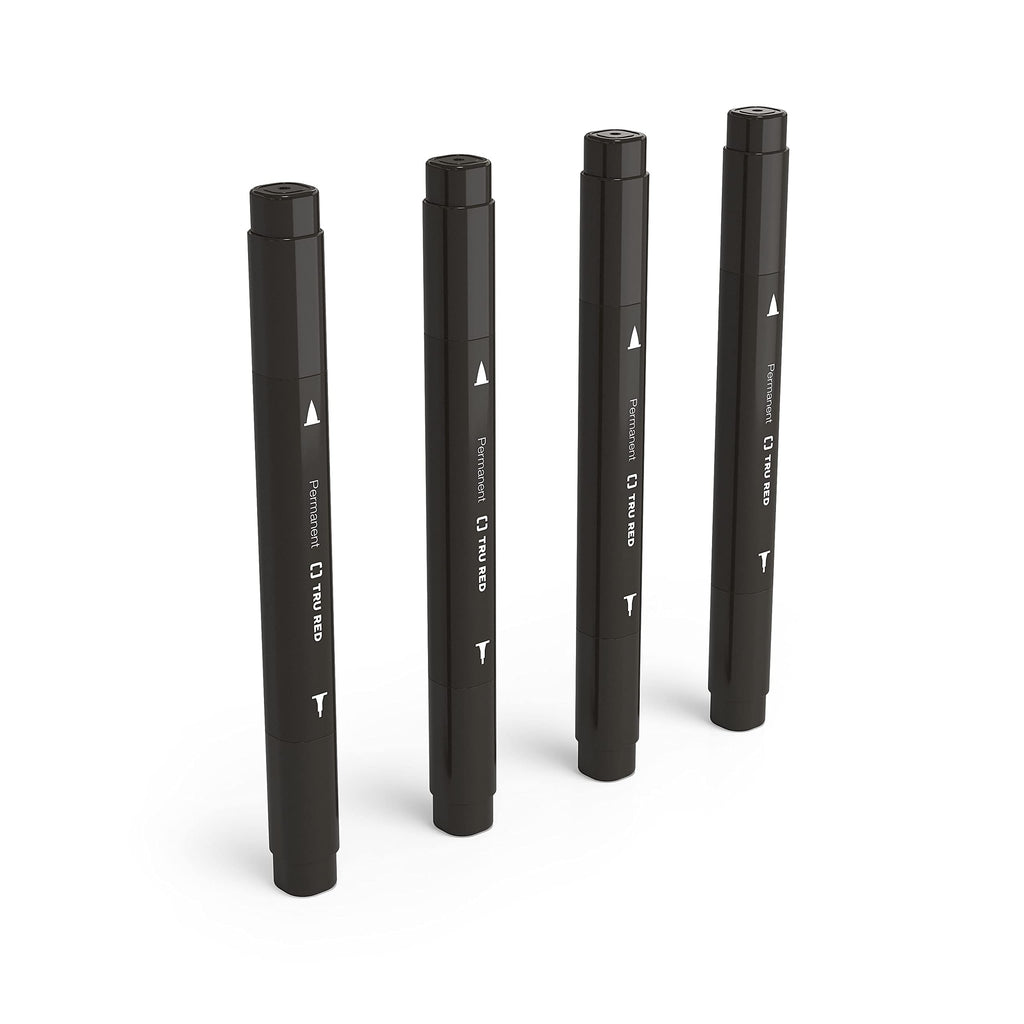 TRU RED Twin Tip Permanent Markers, Black, Fine/Ultra Fine, 12/Carton
