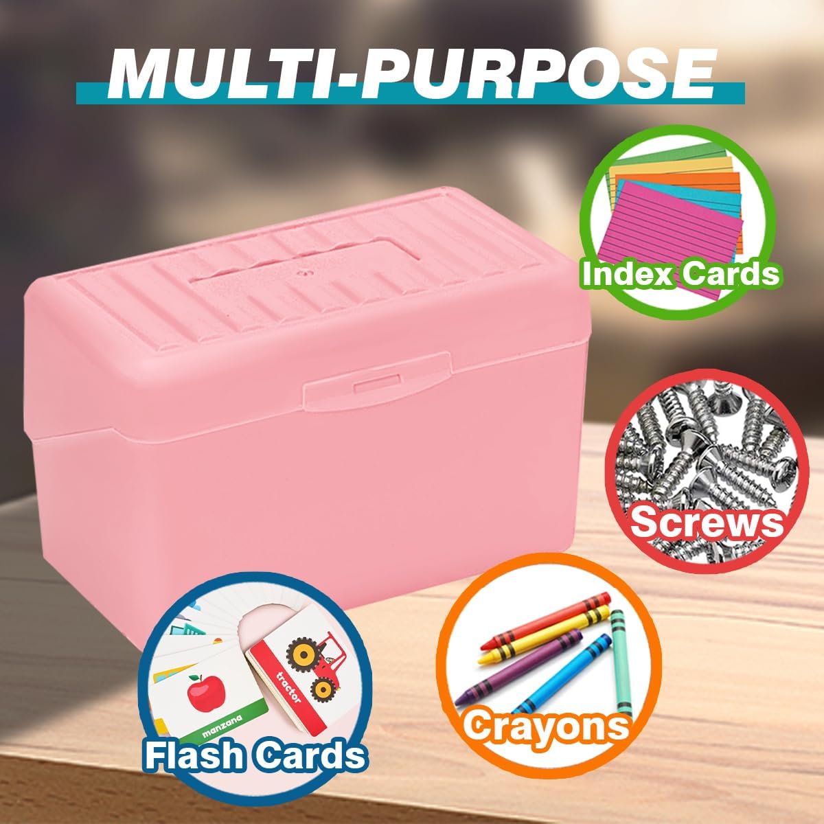H4D Index Card Holder 3x5, Index Card Box Organizer, 3 Pack, Pastel Colors
