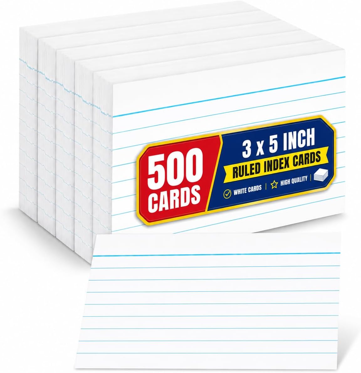 1InTheOffice Index Cards 3x5, Ruled Lined Flashcards Notecards, Study Cards