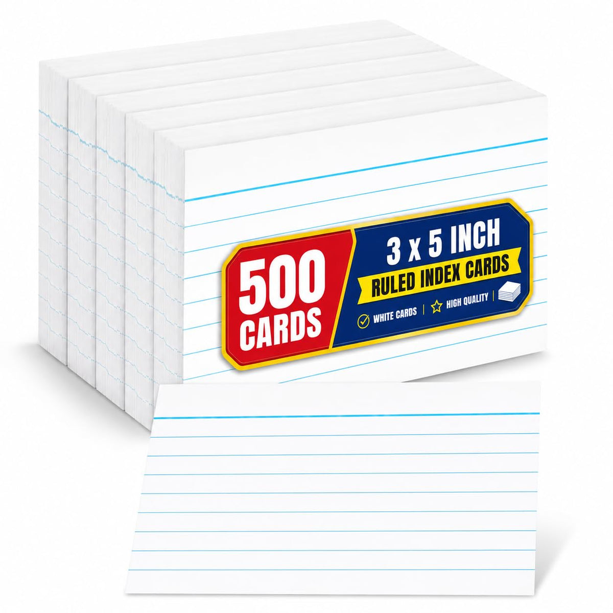 1InTheOffice Index Cards 3x5, Ruled Lined Flashcards Notecards, Study Cards