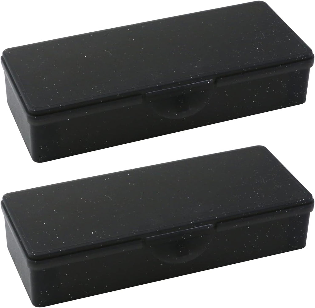 2PCS Large Capacity Pencil Box Plastic Pencil Case (Frosted Black)