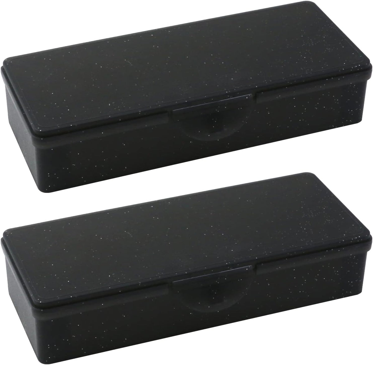 2PCS Large Capacity Pencil Box Plastic Pencil Case (Frosted Black)
