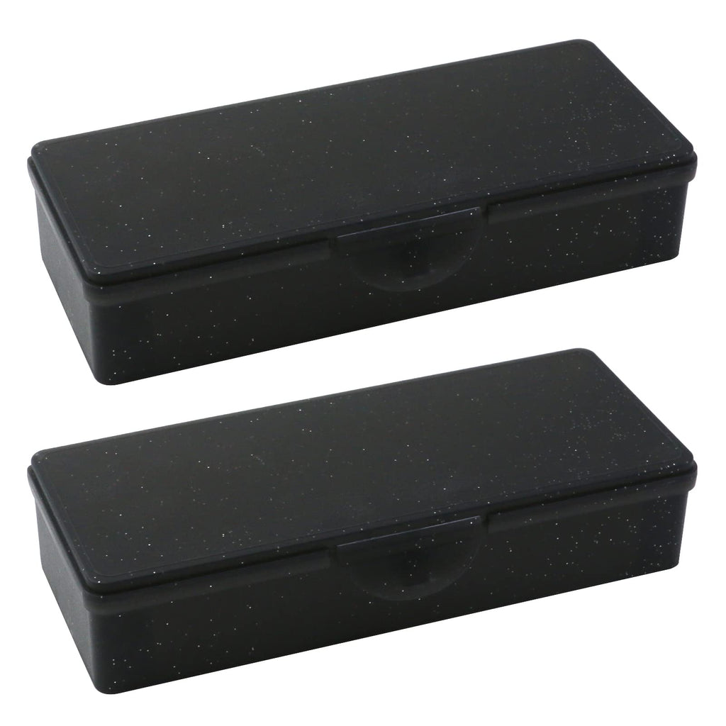 2PCS Large Capacity Pencil Box Plastic Pencil Case (Frosted Black)