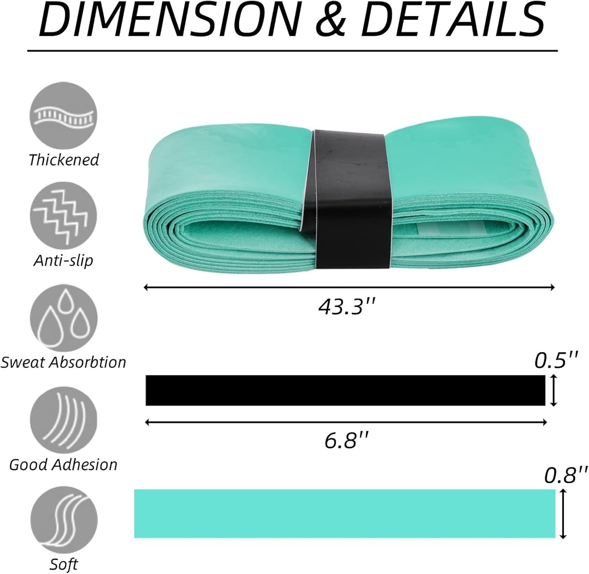 36 Pcs Tennis Racket Grip Tape, Anti Slip and Absorbent Grip