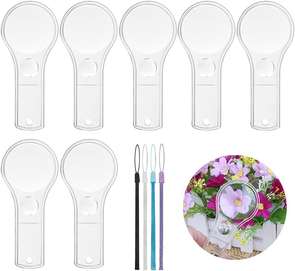 24 Pack Magnifying Glass Kids Plastic Magnifier Hand Lenses 5X and 15X