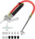 QWORK 10-120 PSI Tire Inflator Gauge - Dual Head Chuck, 12-Inch Hose