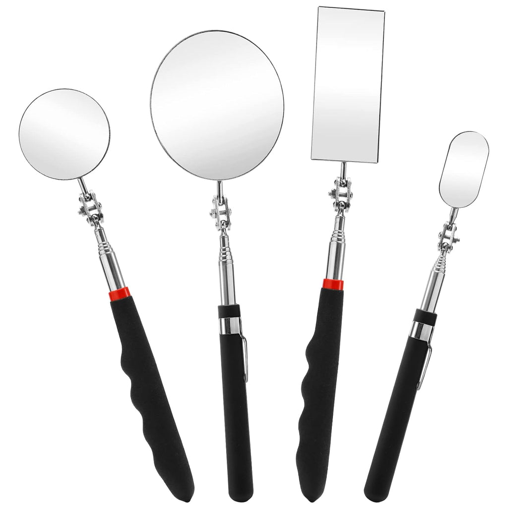Jucoan 4 Pack Telescoping Inspection Mirror, Flexible Inspection Mirror Round and