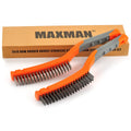 MAXMAN Wire Brush Set 14", Stainless/Carbon Steel Bristles, Rust Remover