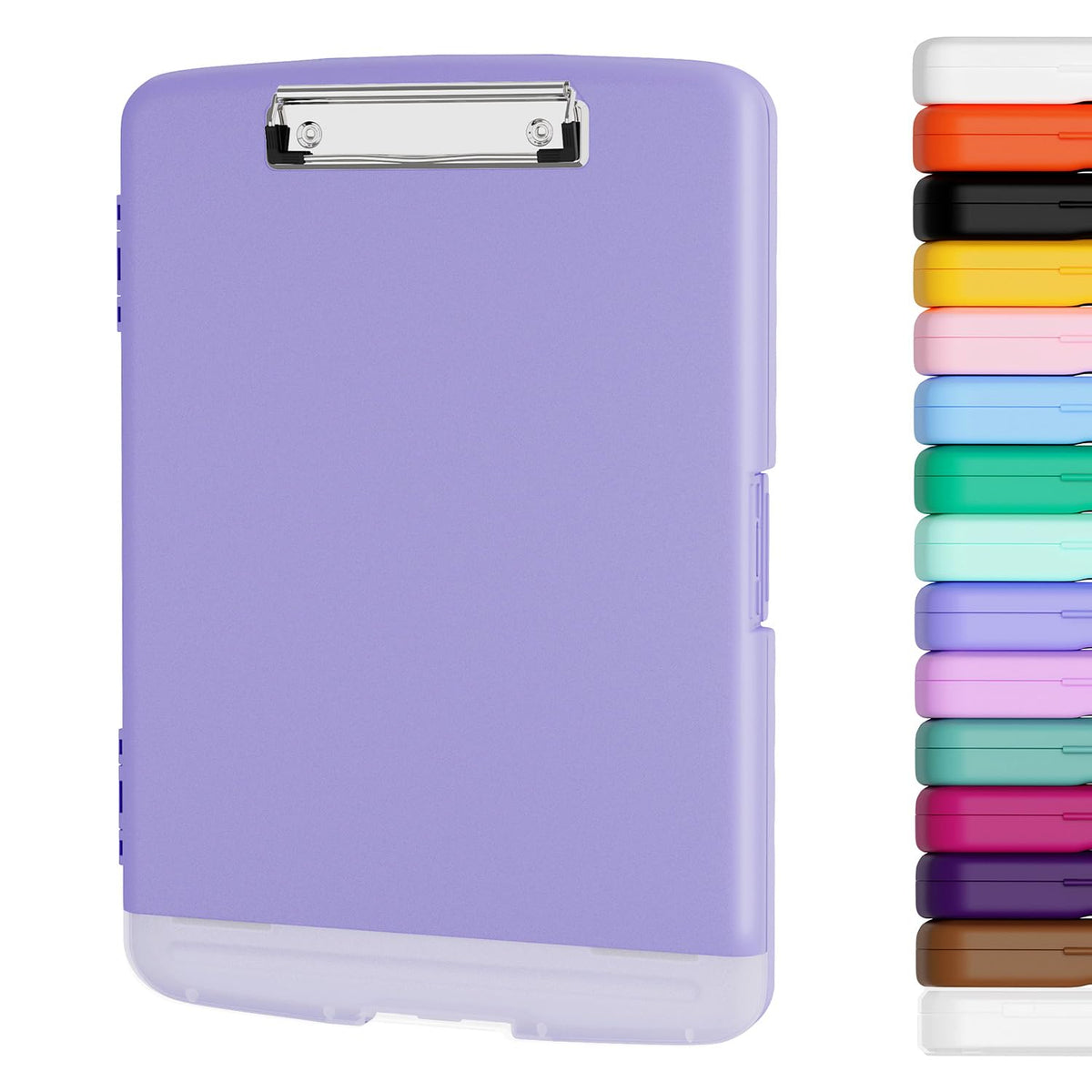 Piasoenc Clipboard with Storage, 8.5 x 11 Clip Board with Pen Holder, Red