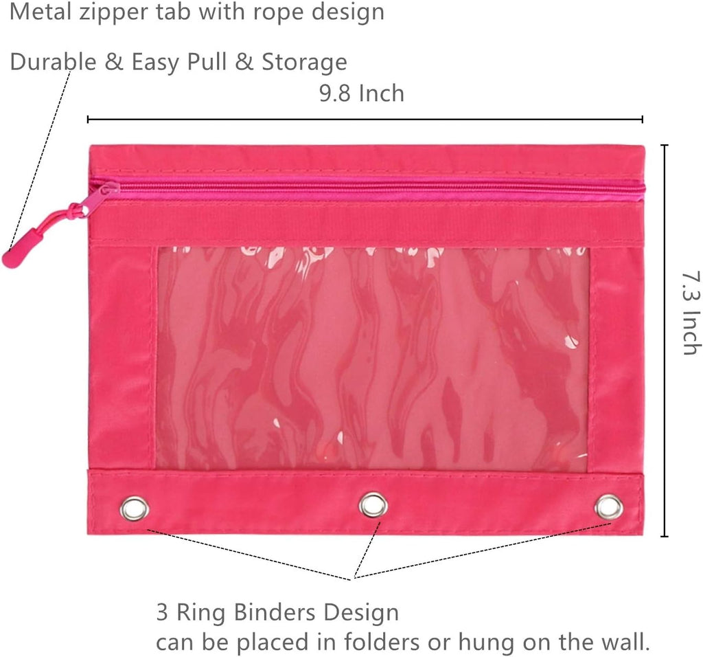 Yopay 14 Pack Pencil Pouch for 3 Ring Binder, Pencil Bags with Zipper for Standard