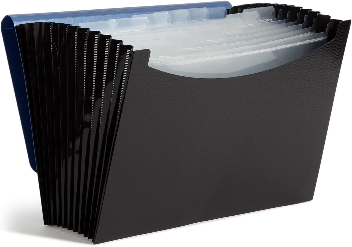 Smead Accordion File Organizer, Document Folder, 12 Divider, Blue/Black