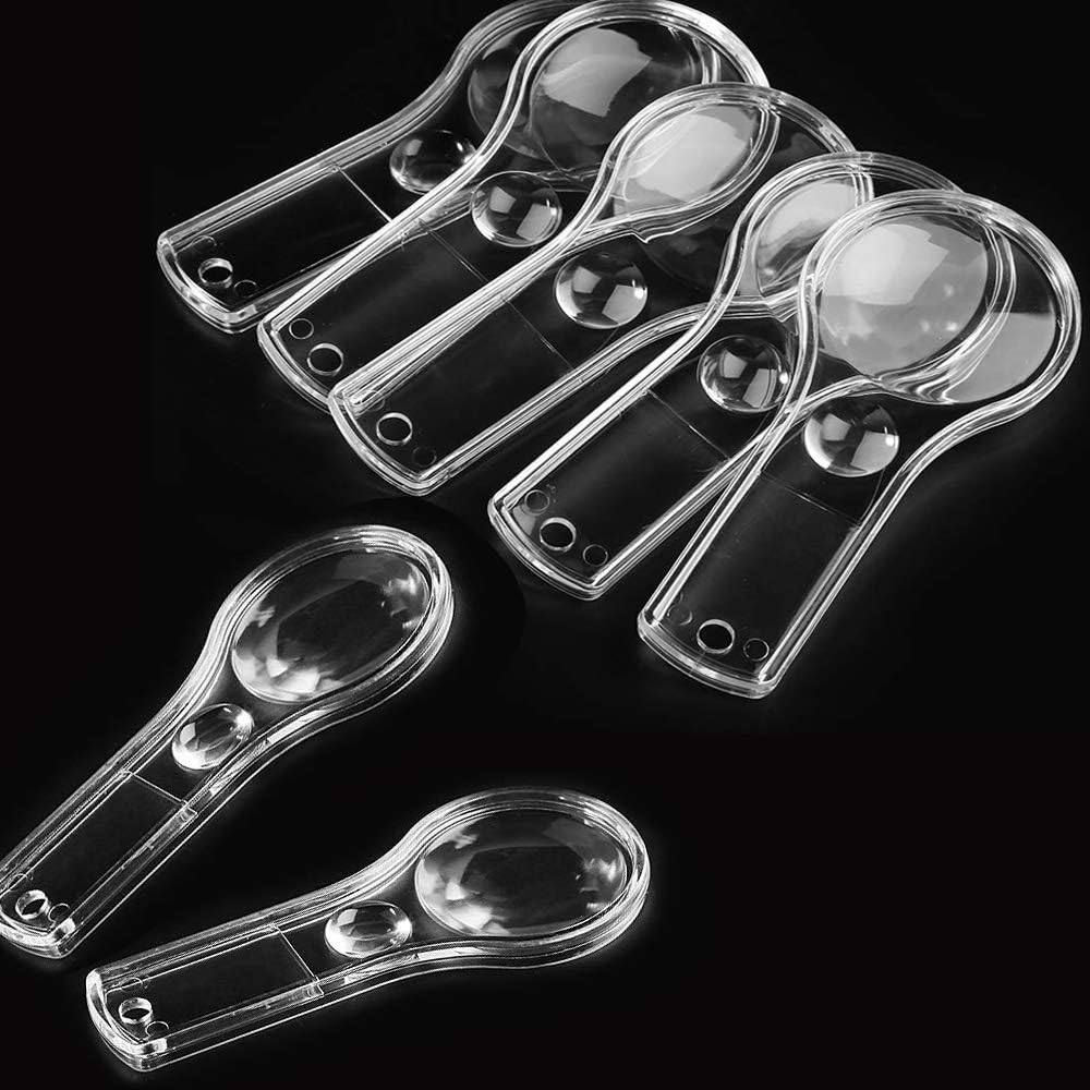 24 Pack Magnifying Glass Kids Plastic Magnifier Hand Lenses 5X and 15X