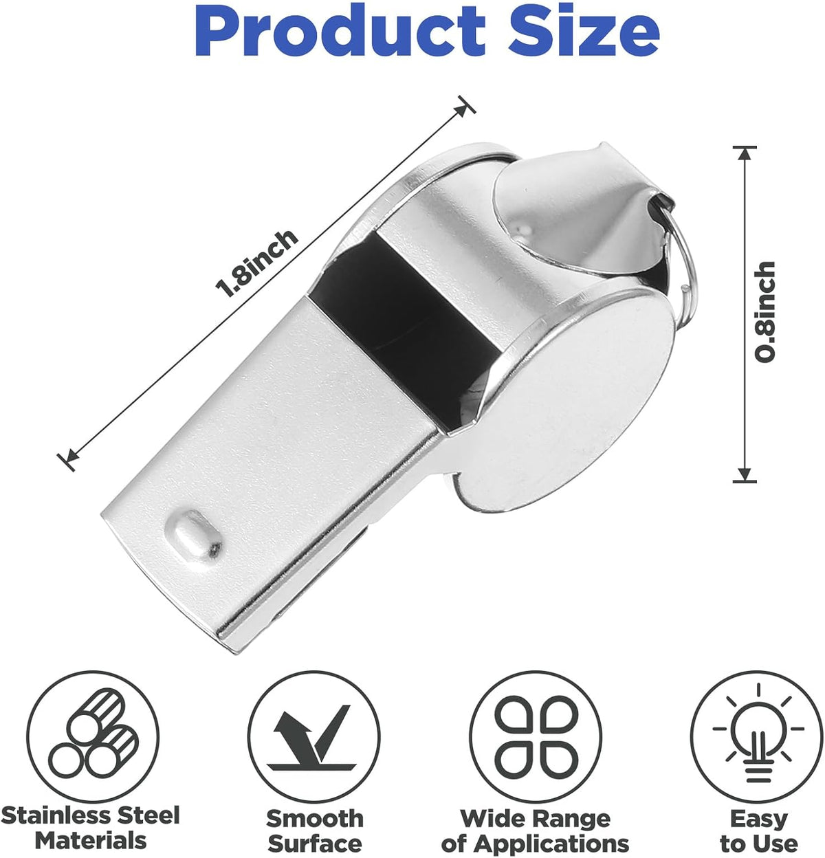 100 Pcs Stainless Steel Whistle with Lanyard, Sports Whistles for Adults