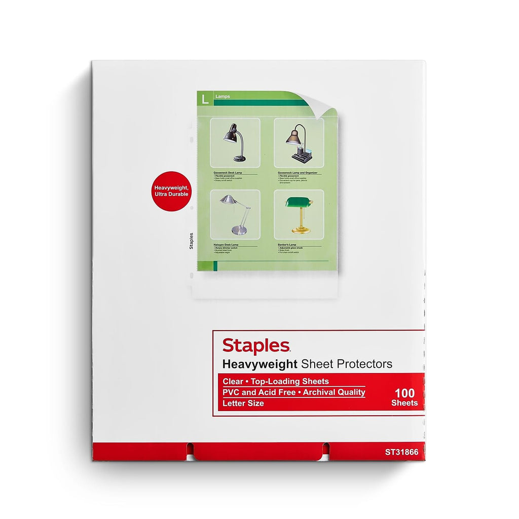 Staples Heavyweight Sheet Protectors, 8.5x11 Inch, Clear, 100-Pack