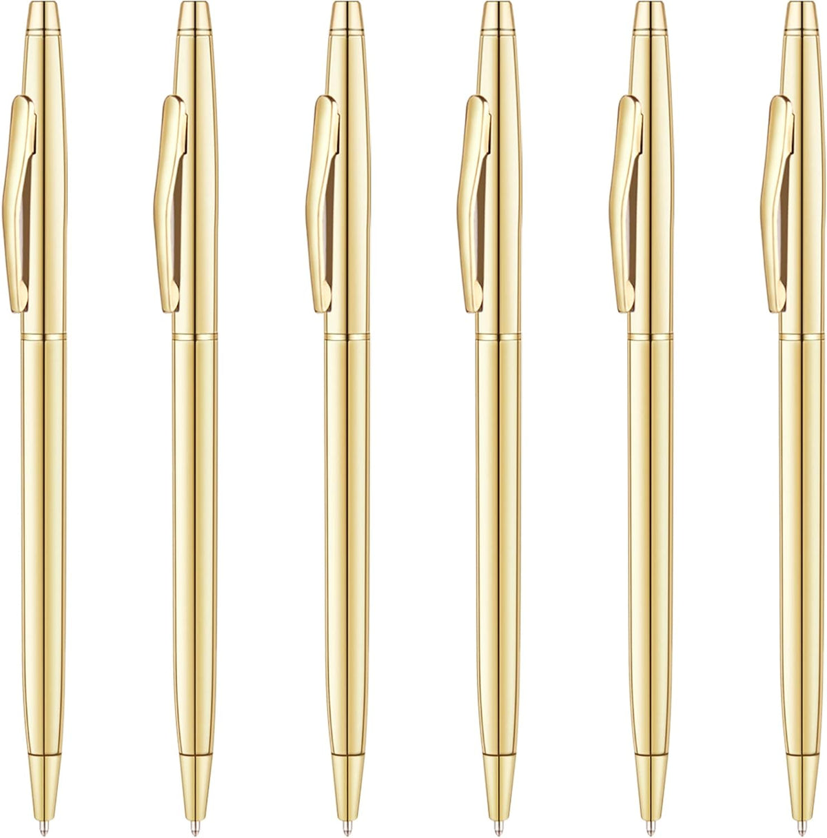 Unibene 6 Pack Slim Gold Ballpoint Pens Black Ink 1 mm - Black Ink