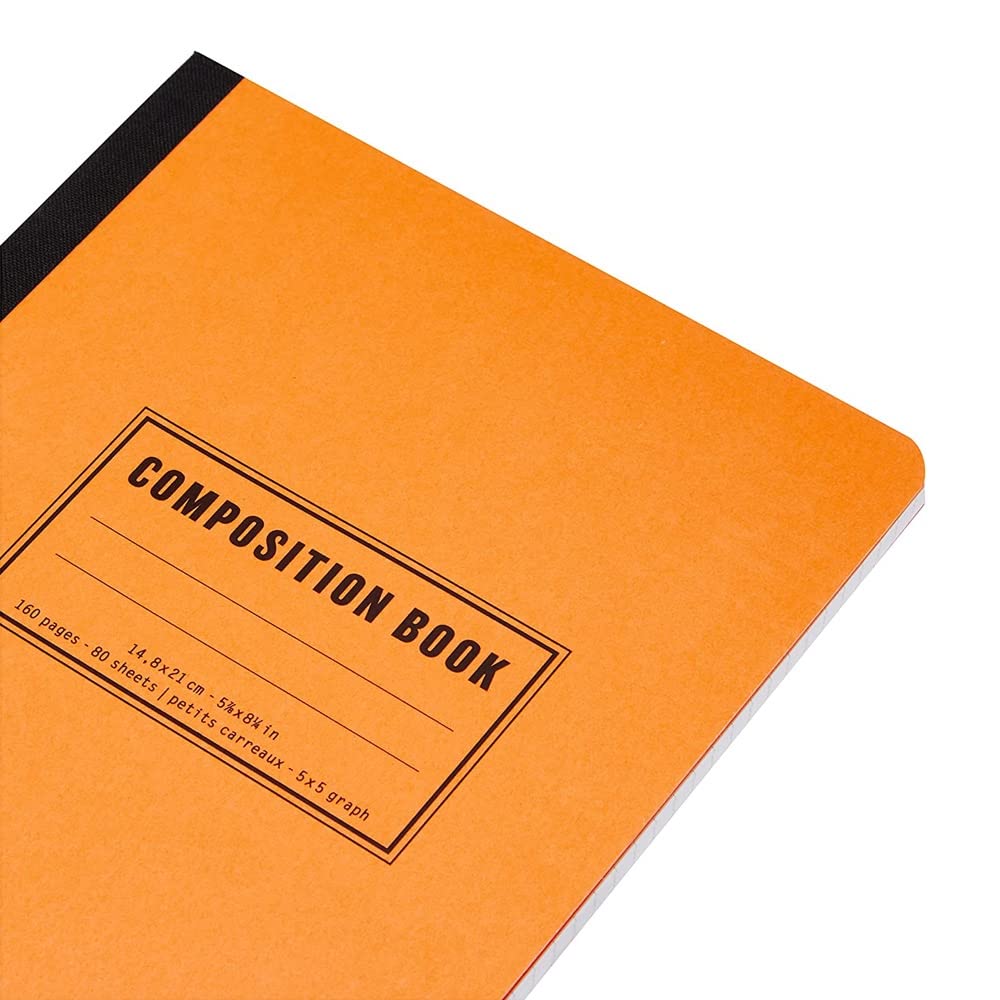 RHODIA 119208C - Flexible Notebook Cloth Back Composition Book Orange - A5 - Small