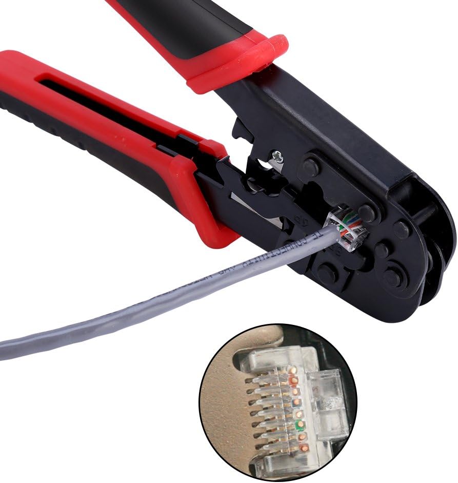 Agatige Network Cable Crimper, All in One Modular Data Plug Cable Crimping Tool/Wire