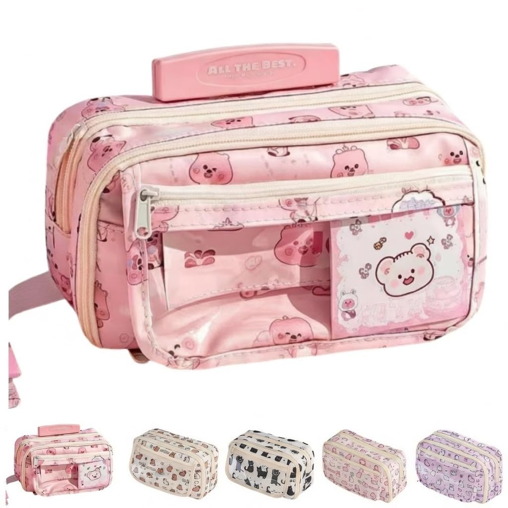 Cute Kawaii Pencil Case Pouch Cartoon Pen Box Holder Organizer for Office Workspace